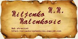 Miljenko Malenković vizit kartica